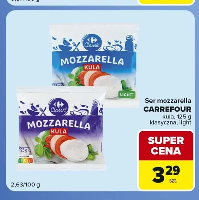 Ser mozzarella kula light Carrefour promocja w Carrefour Market