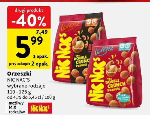 Orzeszki Nic Nac's wybrane rodzaje promocja w Intermarche