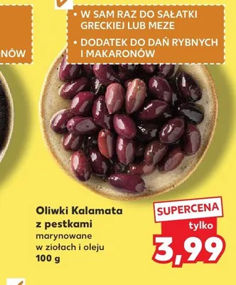 Oliwki Kalamata z pestkami marynowane w ziołach i oleju promocja w Kaufland