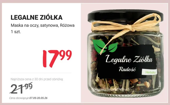 Maska na oczy satynowa różowa Legalne Ziółka promocja w Rossmann