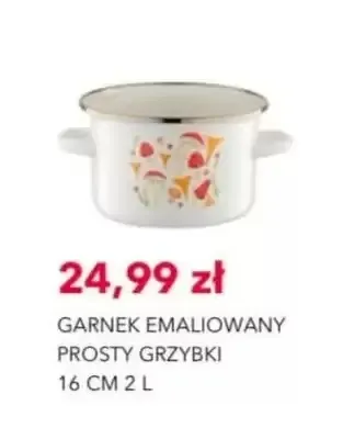 Garnek emaliowany prosty grzybki 16 cm 2 l promocja w Nela
