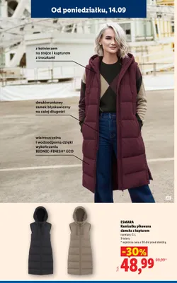 Kamizelka pikowana damska z kapturem Esmara bordowa promocja w Lidl