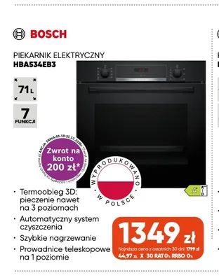 Piekarnik elektryczny HBA534EB3 Bosch promocja w Max Elektro