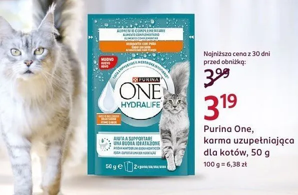 Karma uzupełniająca dla kotów Purina One Hydralife promocja w Rossmann