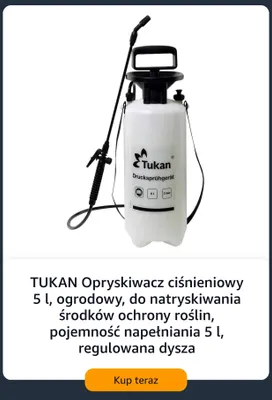Opryskiwacz ciśnieniowy 5 l ogrodowy Tukan promocja w Amazon