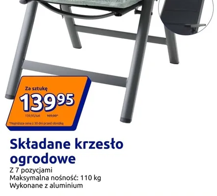 Składane krzesło ogrodowe z 7 pozycjami promocja w Action