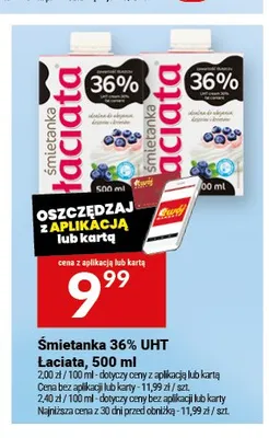 Śmietanka 36% UHT Łaciata promocja w Twój Market