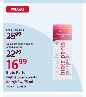 Wybielająca pasta do zębów Biała Perła promocja w Rossmann