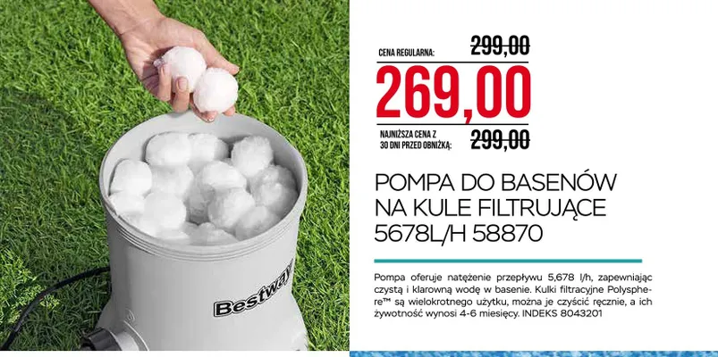 Pompa do basenów na kule filtrujące Bestway 5678l/H 58870 promocja w Abra Meble