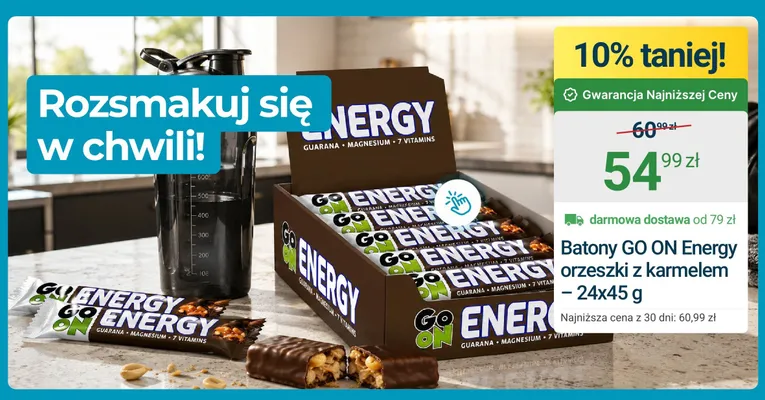 Batony GO ON Energy orzeszki z karmelem 24-pak promocja w ERLI