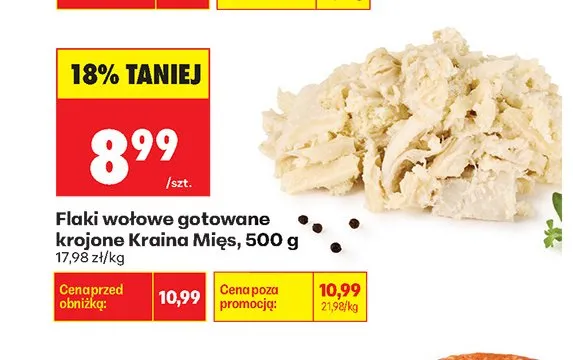 Flaki wołowe gotowane krojone Kraina Mięs promocja w Biedronka