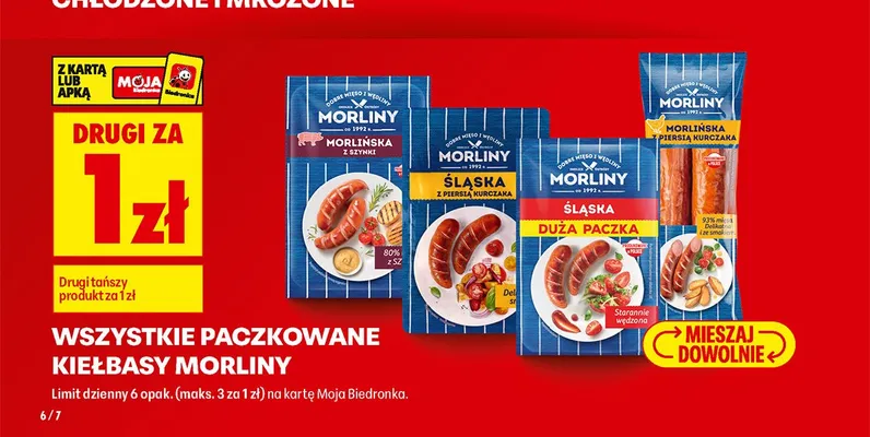 Kiełbasa Morlińska z piersią kurczaka Morliny promocja w Biedronka