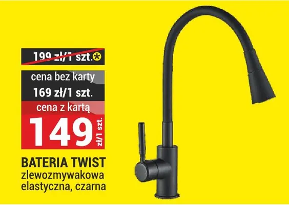 BATERIA TWIST zlewozmywakowa elastyczna, czarna promocja w Merkury Market