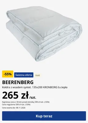 Kołdra z wsadem syntet. 135x200 Beerenberg Kronborg b.ciepła promocja w Jysk