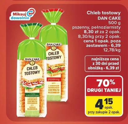 Chleb tostowy pełnoziarnisty Dan Cake promocja w Carrefour