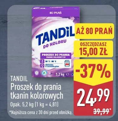 Proszek do prania tkanin kolorowych TANDIL promocja w Aldi
