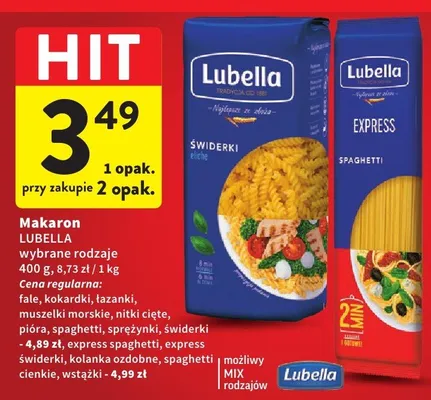 Makaron Lubella wybrane rodzaje promocja w Intermarche
