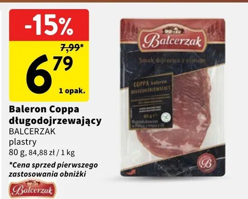 Baleron Coppa długodojrzewający BALCERZAK plastry promocja w Intermarche
