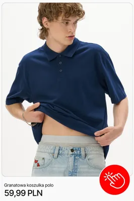 Granatowa koszulka polo Cropp promocja w Cropp