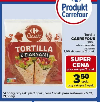 Tortilla z ziarnami promocja w Carrefour Express
