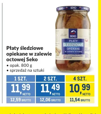 Płaty śledziowe opiekane w zalewie octowej Seko promocja w Makro