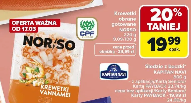 Krewetki Vannamei promocja w Carrefour Market