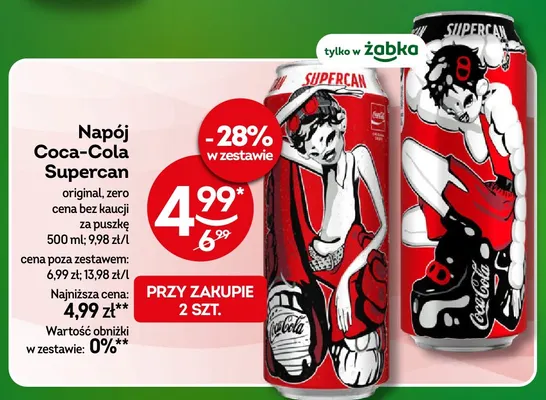 Napój gazowany Coca-Cola Supercan Zero promocja w Żabka