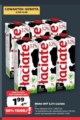 Mleko UHT 3,2% Łaciate promocja w Netto