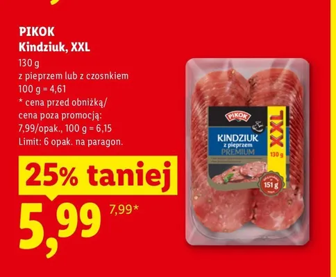 Kindziuk z czosnkiem Pikok XXL promocja w Lidl