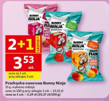 Przekąska owocowa Bunny Ninja promocja w Auchan