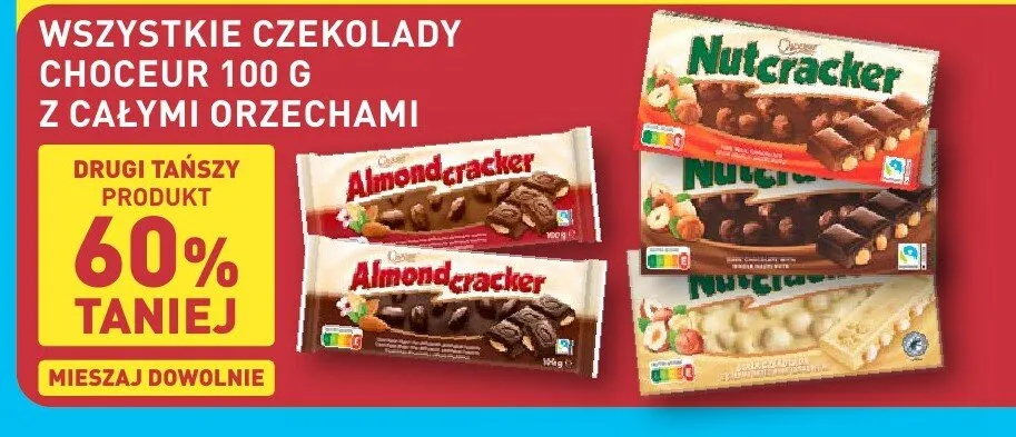 Czekolady CHOCEUR 100g z całymi orzechami promocja w Aldi