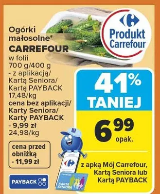 Ogórki małosolne Carrefour w folii promocja w Carrefour