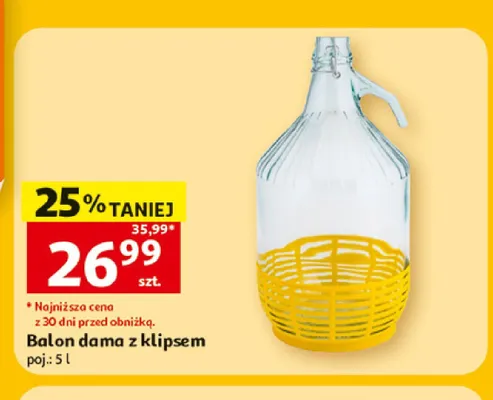 Balon dama z klipsem 5 l promocja w Auchan