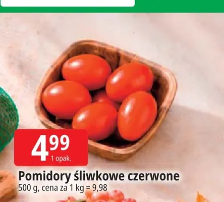 Pomidory śliwkowe czerwone promocja w Leclerc