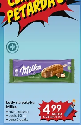 Lody na patyku Milka promocja w Makro