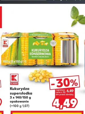 Kukurydza supersłodka 3-pak K-Classic promocja w Kaufland