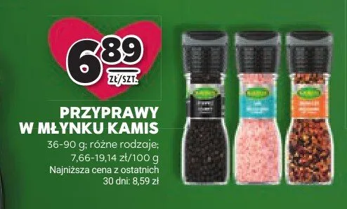 Przyprawy w młynku Kamis różne rodzaje: 36-90 g promocja w Stokrotka