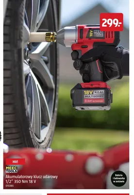 Akumulatorowy klucz udarowy 1/2" 350Nm Meec Tools promocja w Jula
