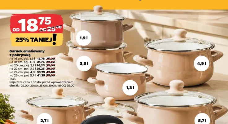 Garnek emaliowany z pokrywką 1,3 l Altom Design promocja w Netto