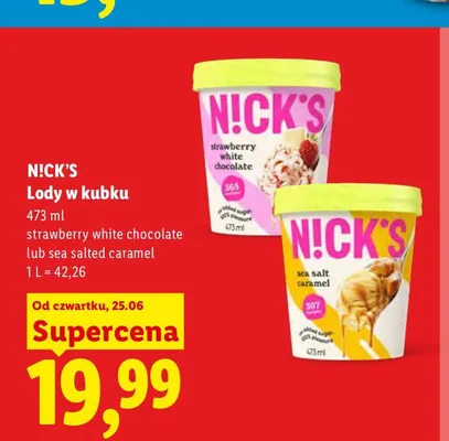 Lody strawberry white chocolate N!CK'S promocja w Lidl