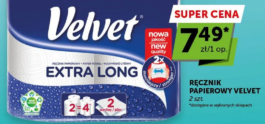 Ręcznik papierowy extra long 2szt promocja w Groszek