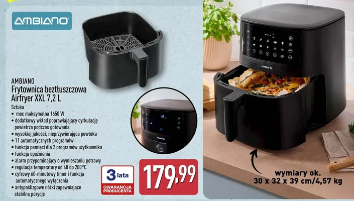 Frytownica beztłuszczowa Airfryer XXL 7,2 L promocja w Aldi