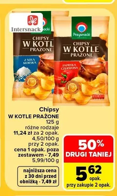 Chipsy w kotle prażone Przysnacki z solą morską promocja w Carrefour