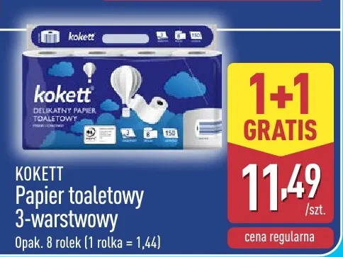 Papier toaletowy 3-warstwowy 8-pak Kokett promocja w Aldi