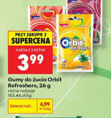 Gumy do żucia Orbit Refreshers Tropical promocja w Biedronka