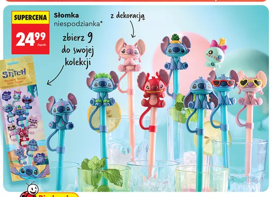 Słomka niespodzianka z dekoracją Stitch Paladone promocja w Biedronka