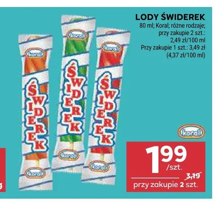 Lody Świderek Koral promocja w Stokrotka