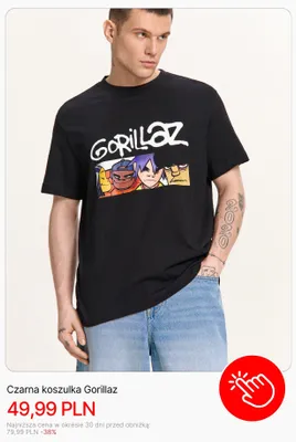 Czarna koszulka Gorillaz Cropp promocja w Cropp