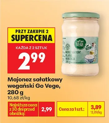 Majonez sałatkowy wegański promocja w Biedronka