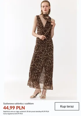 Szyfonowa sukienka z szalikiem promocja w H&M